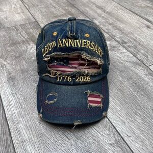 250th Anniversary 1776-2026 Distressed Denim Baseball Cap - Blue